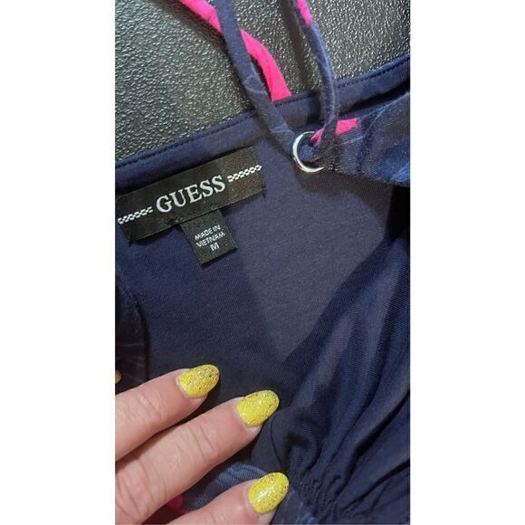 GUESS FLORAL NIRVANA PRINT FUCHSIA NOURA DRESS SZ M P1-19 NEW - Picture 12 of 15